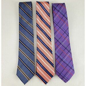Jos A Bank Reserve 100% Silk Necktie *LOT OF 3* Blue Orange Purple 3 x 59 Tie